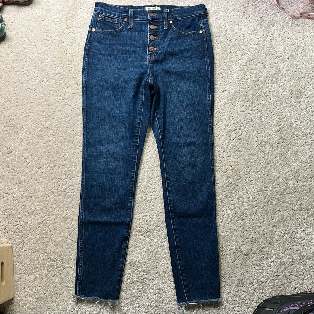 Madewell 10” High-Rise Skinny Jeans 29 Button Fly Raw Hem M7187